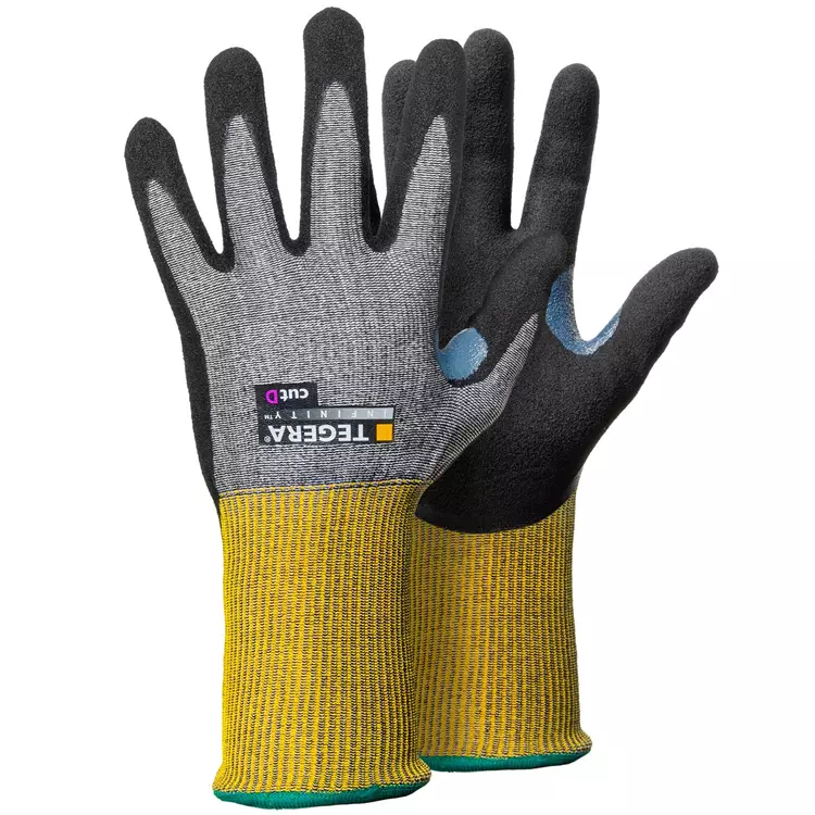 Tegera 8811 Infinity Schnittschutzhandschuhe Cut D, Schwarz/Grau/Gelb, Herren