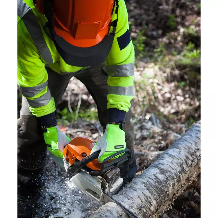 Tegera 951 Kettensägenschutzhandschuhe, Weiß/Gelb, Herren – Bild 3